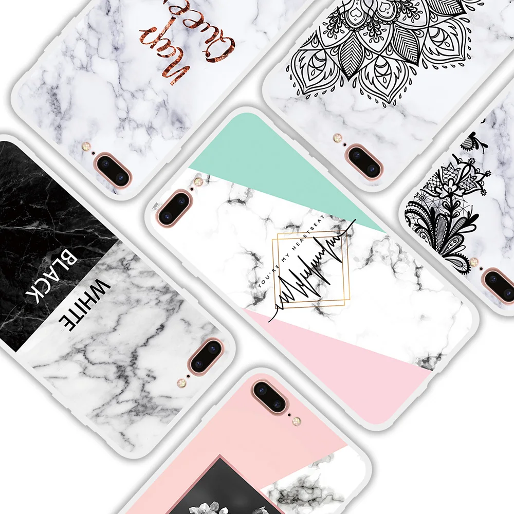 Marble Geometry Soft Case for iPhone X XR XS Max 5S SE 6 Plus 6S Cases Simple Style Silicone Cover 7 8 Capa |