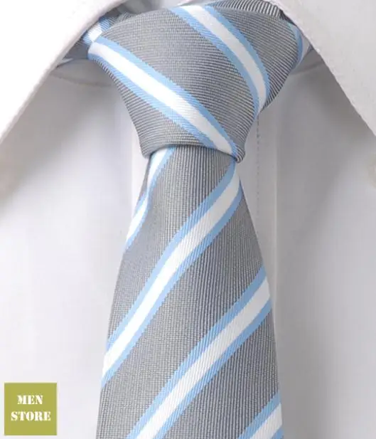 Серый Белый небесно-голубой полосатый Мужской Жаккардовый тонкий узкий галстук 2,5 дюйма 6,79 см галстук для свадебной вечеринки LT204