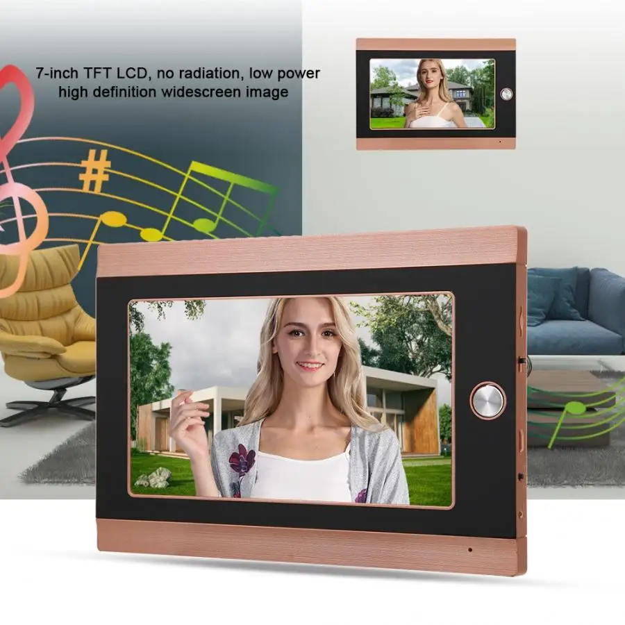 Wifi беспроводной дверной глазок звонок 7 дюймов ЖК-экран 720P HD PIR камера 16 Chime