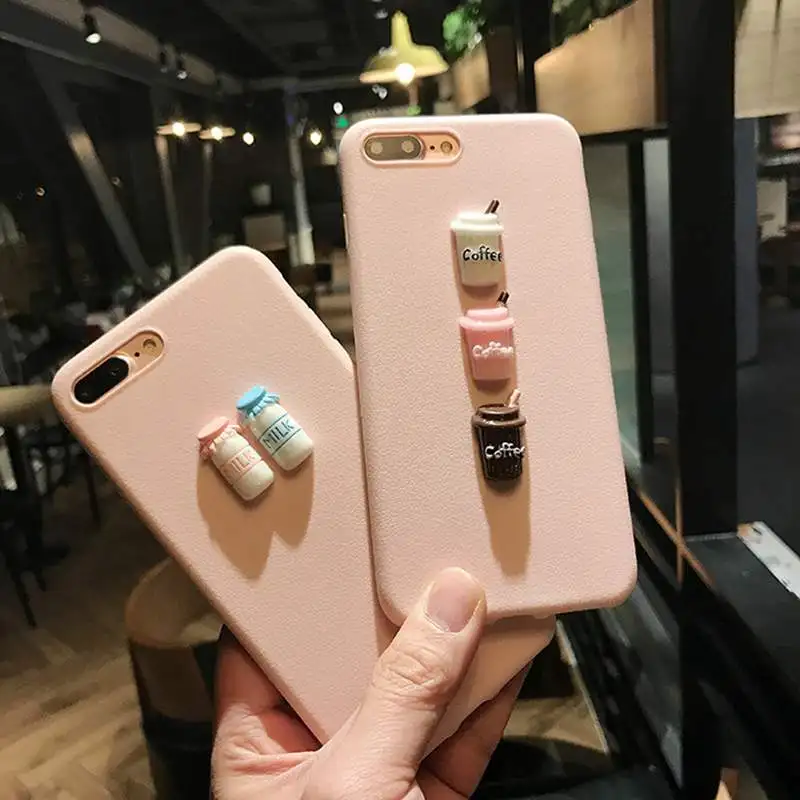 Сплошной цвет силиконовый чехол для IPhone X 6plus 6s 8 Plus 5 5S SE 7plus 3D бутылка молока