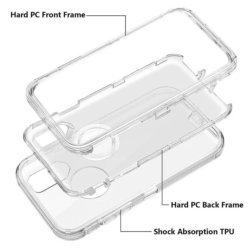 3 in 1 Clear Robot Transparent Case Cover for iPhone X XS MAX 8 7 Plus 360 Full Protect Shockproof Hard PC Cute Bling |