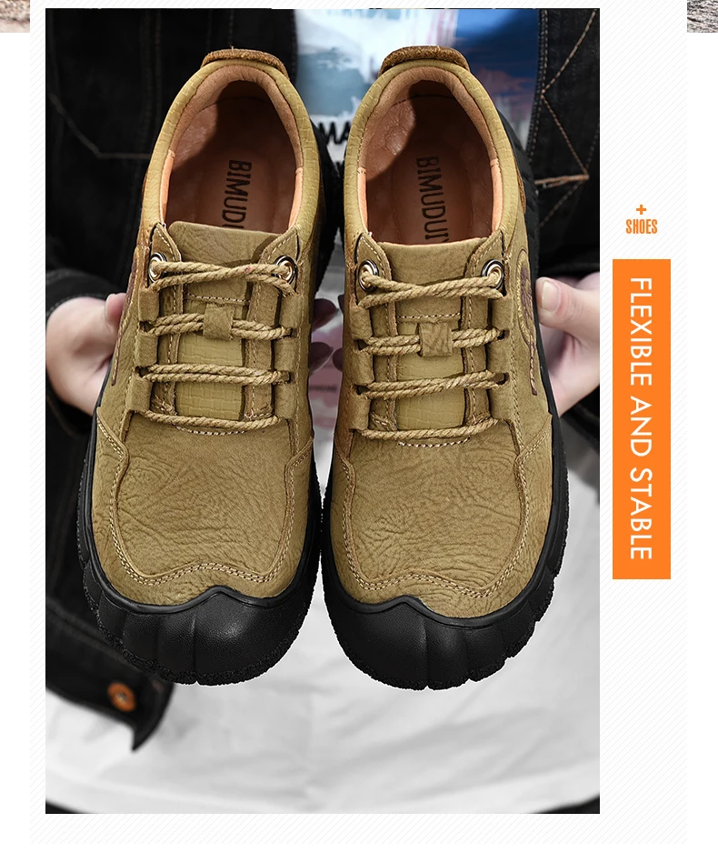 BIMUDUIYU Мужская обувь из натуральной кожи; мужские повседневные кроссовки ручной работы на плоской подошве наивысшего качества; Удобная нескользящая обувь для прогулок