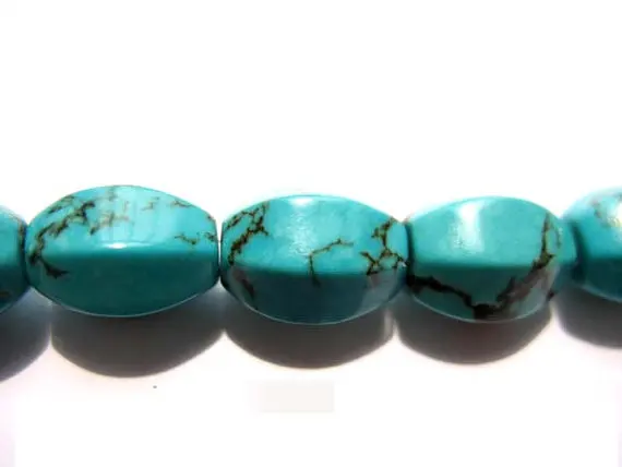 

bulk turquoise gemstone cubic rice faceted blue jewelry beads 7x10mm --2strands 16inch