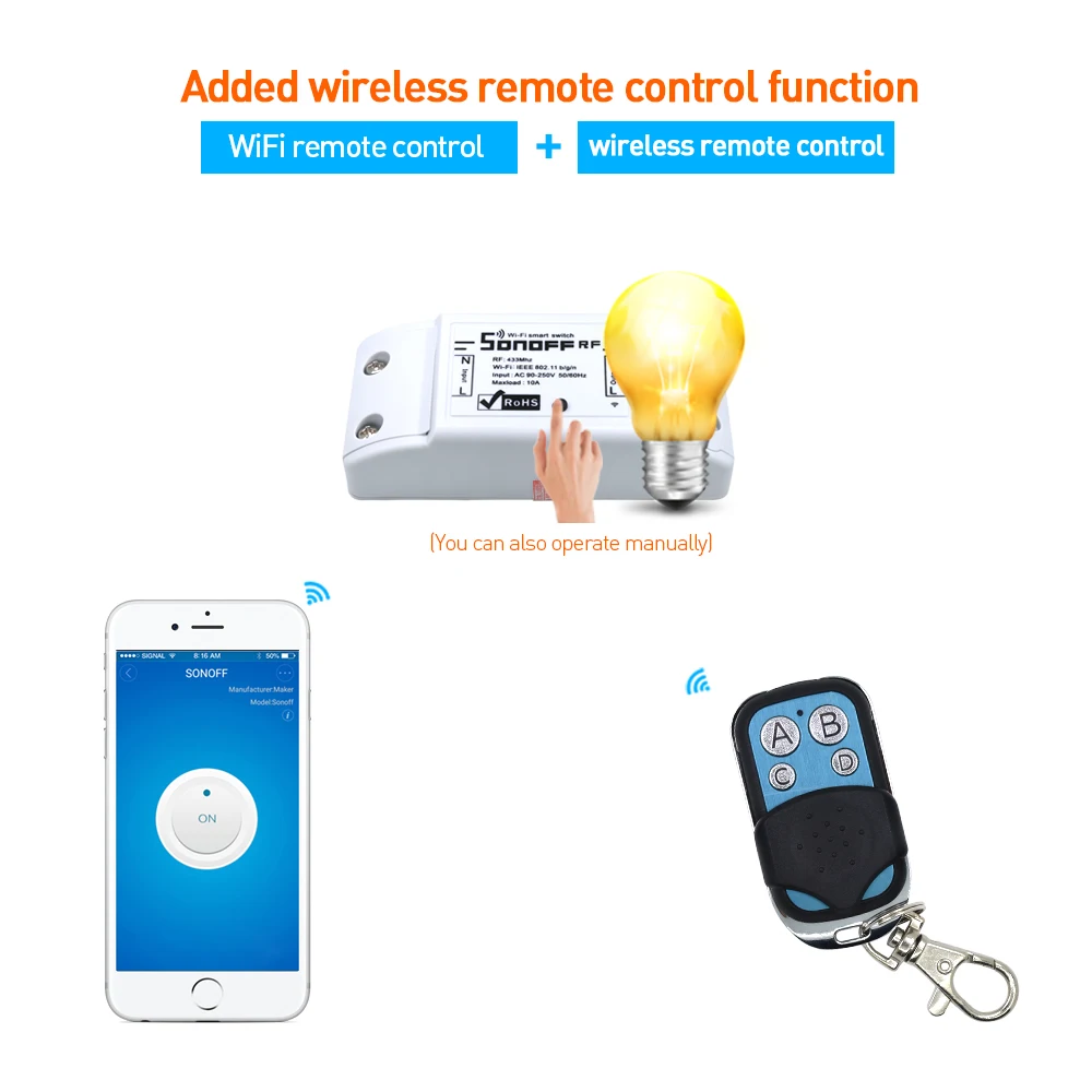 Беспроводной Wi Fi переключатель Sonoff RF 4CH Pro Slampher T1 UK C1/C2/C3 433 МГц дистанционное