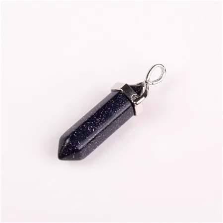 Blue Sandstone 50 шт./лот, ассорти, клубника, кварцевый и из натурального камня, подвески, подвески, шестиугольные, заостренные, целебные рейки, 7 маятник с чакрами - Окраска металла: Blue Sandstone