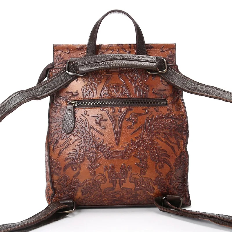 Натуральная кожаная женская рюкзак-школьная сумка Norbinus для девочек-подростков, дам, с тиснением, на каждый день, из коровьей кожи, женская мочила.