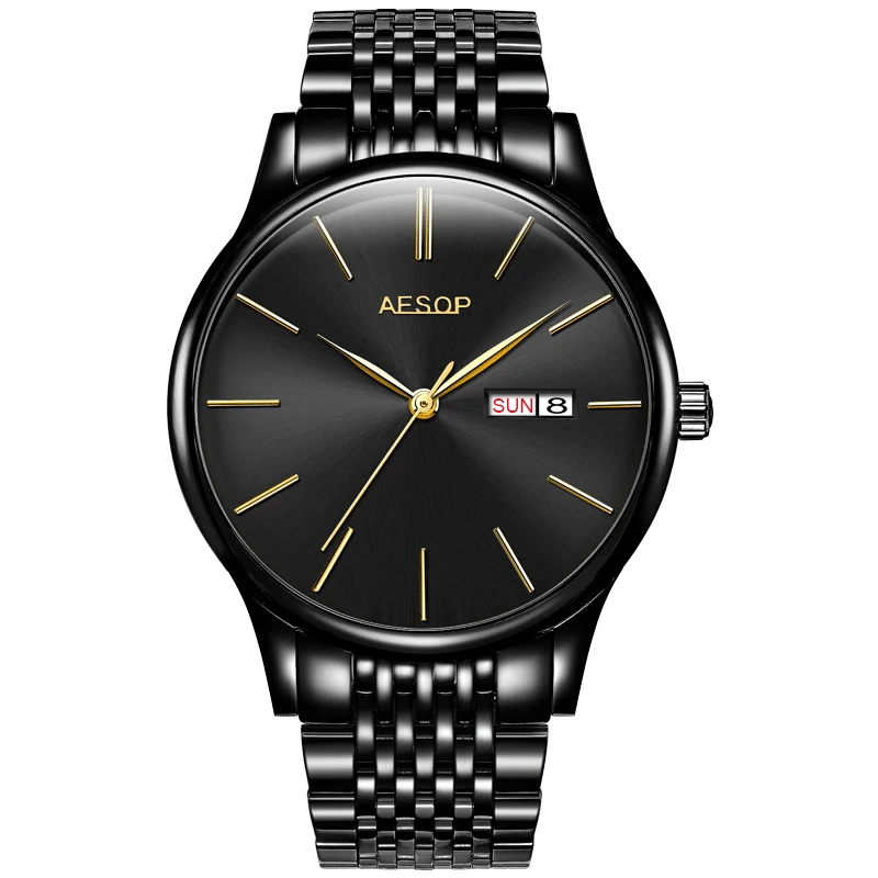 black steel Мужские часы Топ люксовый бренд Relogio Masculino модные мужские часы Стальные спортивные мужские часы reloj hombre montre homme - Цвет: black steel