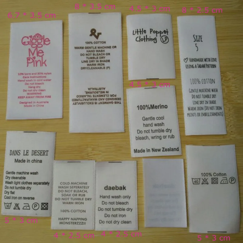 5000 шт./лот на заказ ваши буквы Мягкая атласная ткань этикетки для стирки белый