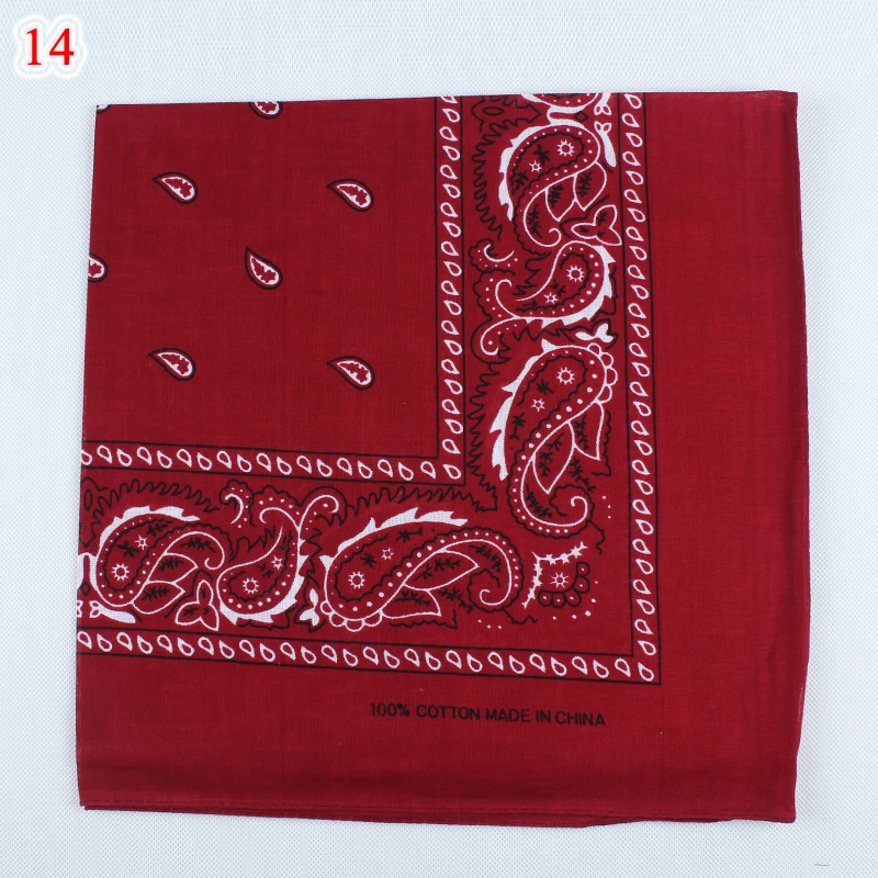 14 deep red Новейшие хип-хоп хлопок смешанные фирменные банданы для мужчин женщин Волшебная повязка платок на голову 55 см* 55 см - Цвет: 14 deep red