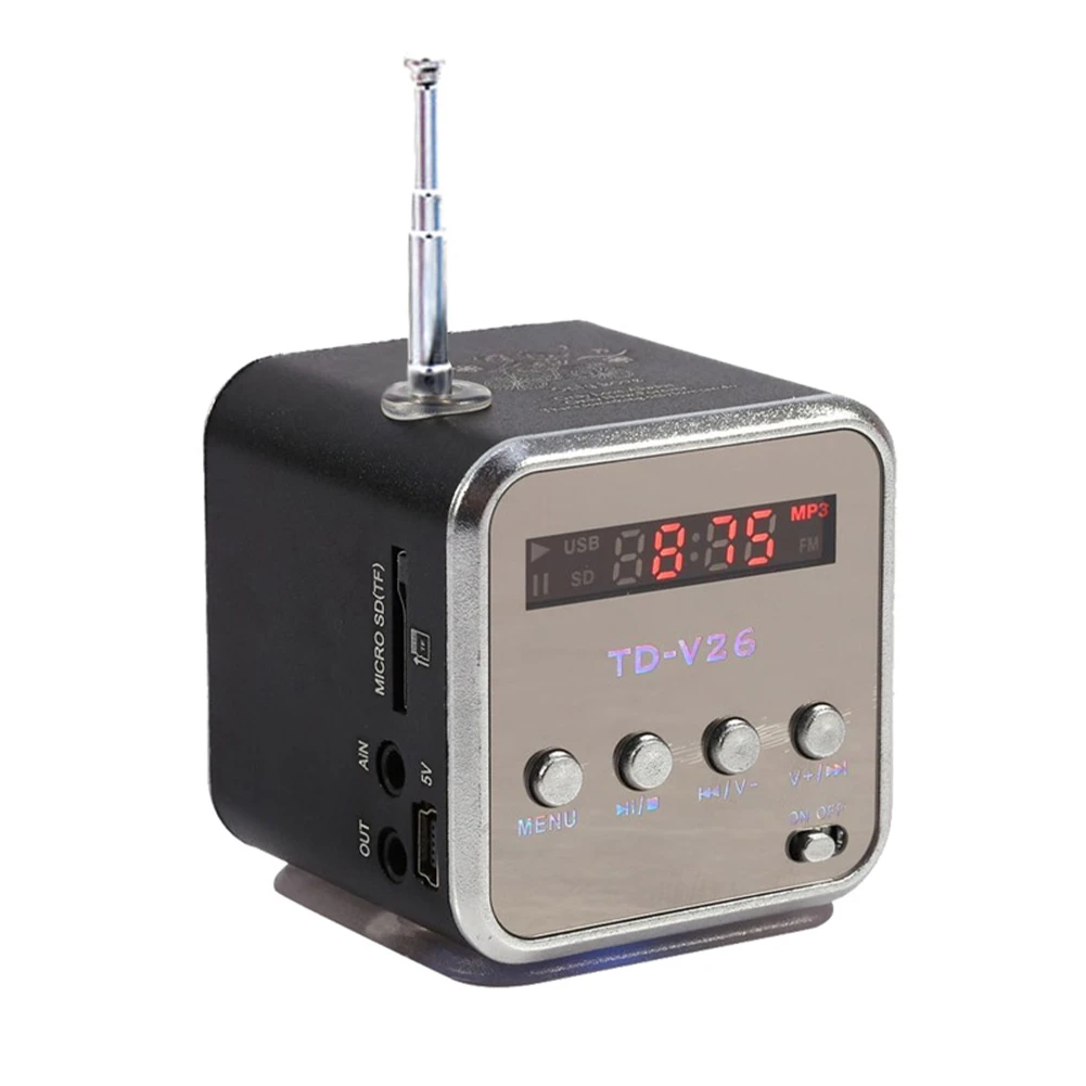 TD V26 портативный радио динамик с ЖК дисплеем Поддержка Micro SD/TF MP3 музыкальный плеер