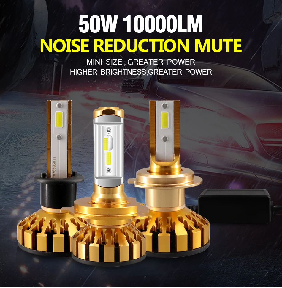 HLXG 2 шт 50 W 10000LM H7 светодиодный луковицы Canbus гнездо адаптера держатель для гольфа 7 H7 фар автомобиля комплект emc никакой ошибки