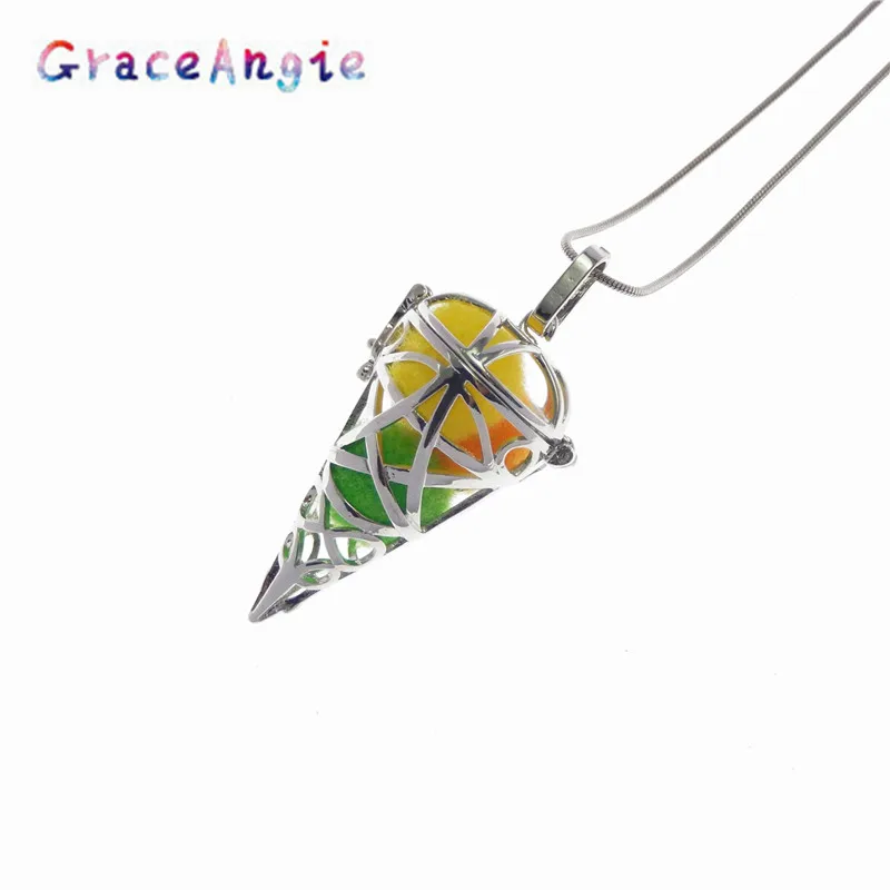 GraceAngie бусины клетка медальон может быть открыт Фаза коробка кулон ожерелье