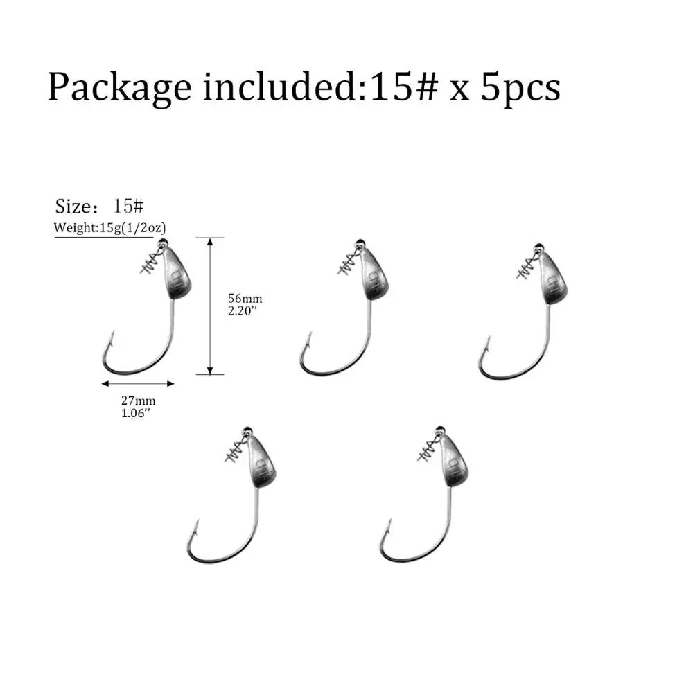 5pcs 15g Рыболовные крючки, 5 шт./лот, 3,5 г, 5 г, 7 г, 10 г, 15 г, 18 г, 21 г - Цвет: 5pcs 15g