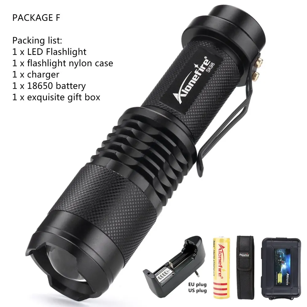 Package F Alonefire SK98 L2 светодиодный фонарик портативный мини-фонарик с зумом водонепроницаемый фонарь - Испускаемый цвет: Package F