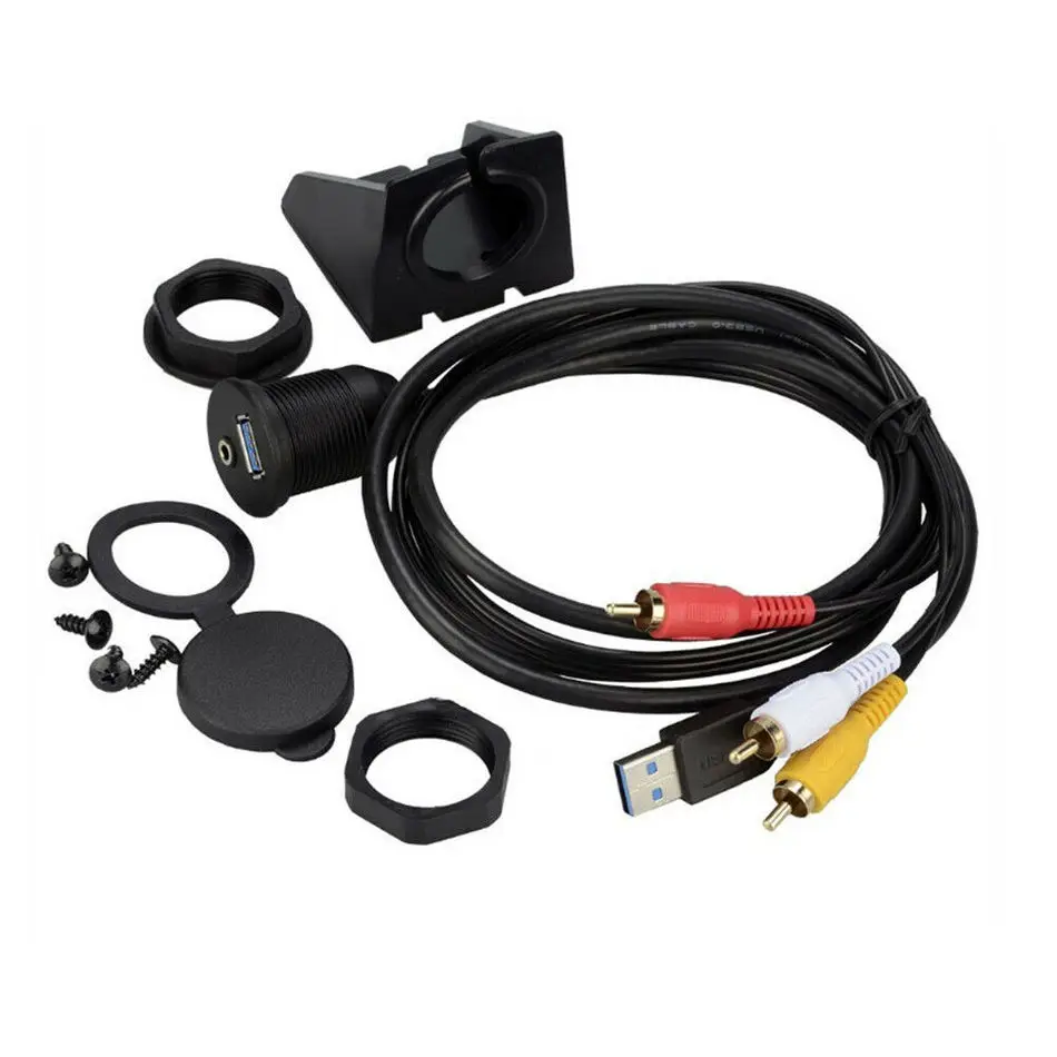 Удлинительный кабель USB 2 0 3 AM/AF + DC3.5F/3RCA Aux комплект для монтажа на аудио и видео