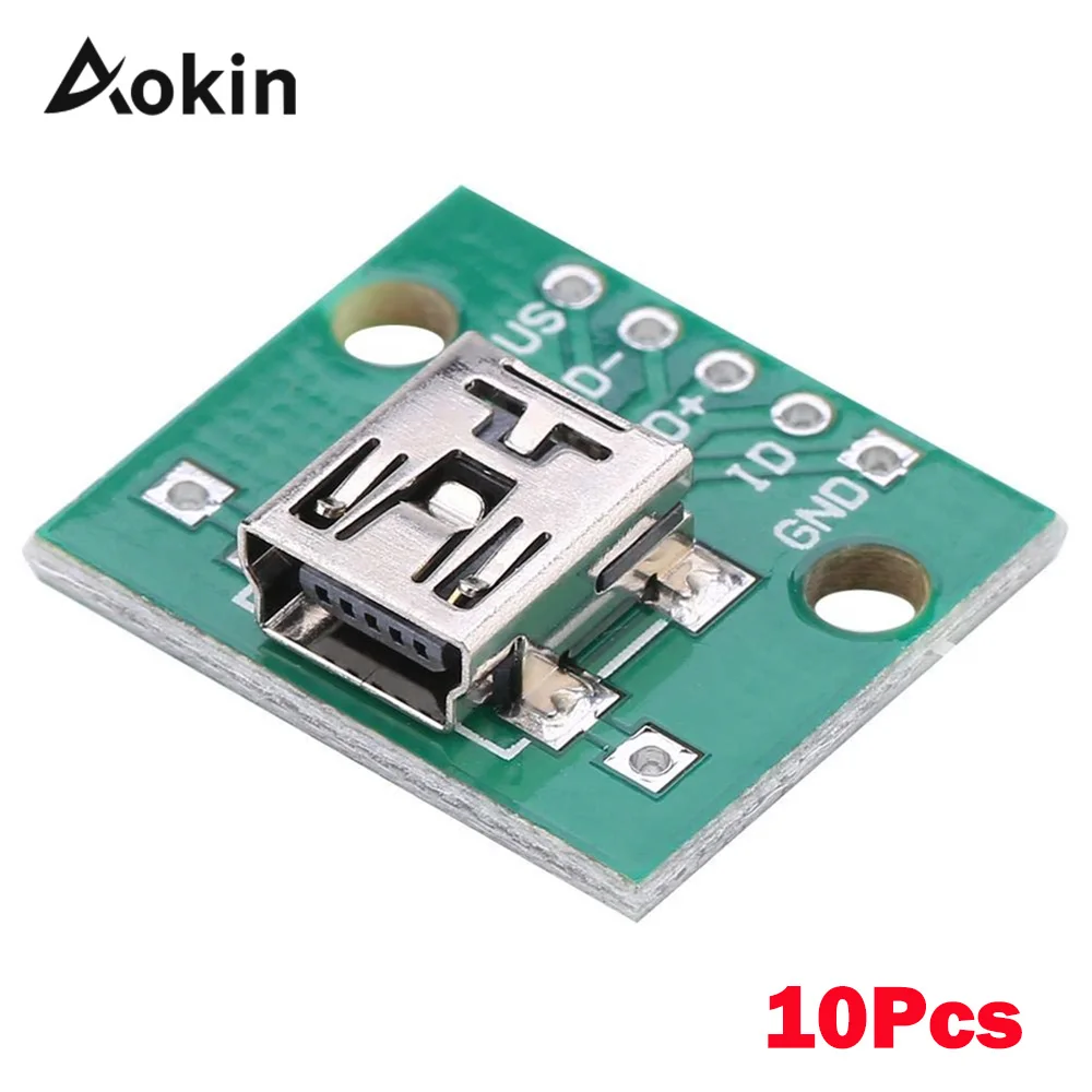 10Pcs Mini Micro USB to DIP 2.54mm Adapter Connector Module Board Panel Female 5-Pin Pinboard PCB Type Parts | Электронные