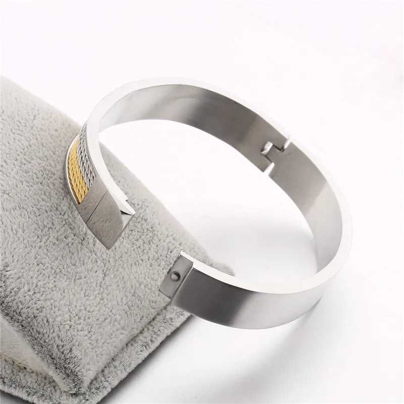 BUDONG роскошный шесть серебряных и золотых цветов широкий браслет из нержавеющей