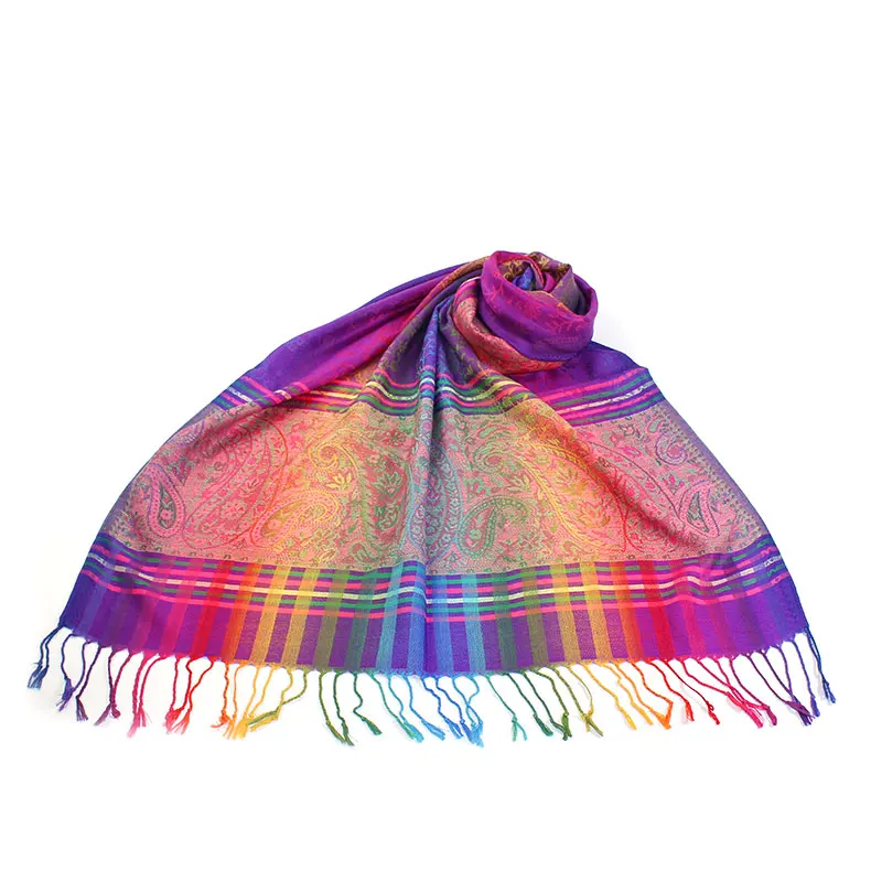 Индийский палантин Пейсли красочный богемный шарф с принтом Экзотические зимние шарфы хлопковое бирюзовое пашмины красные платки в стиле «Бохо» - Цвет: Purple