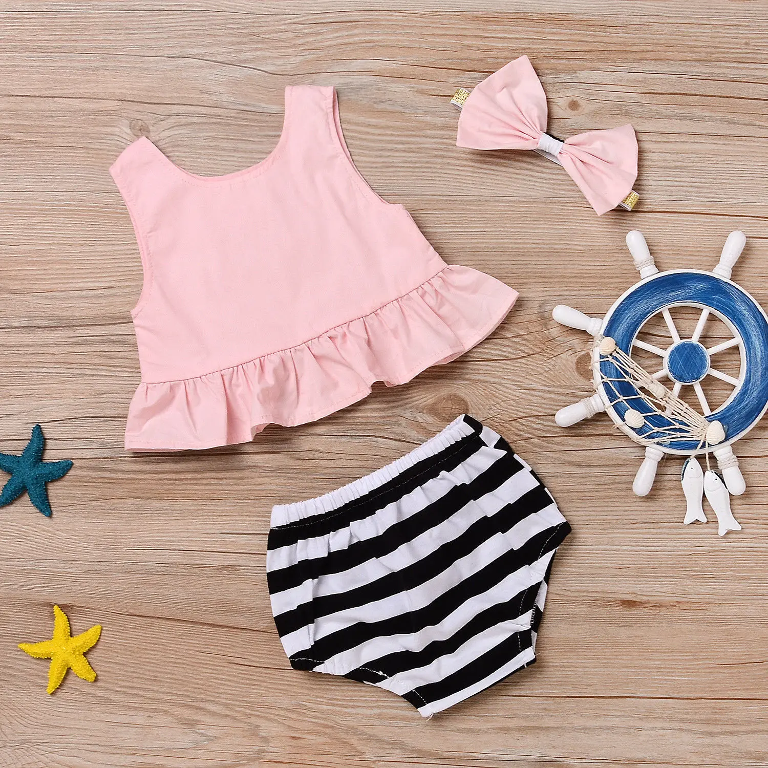 Комплект одежды для новорожденных и маленьких девочек детская одежда летний