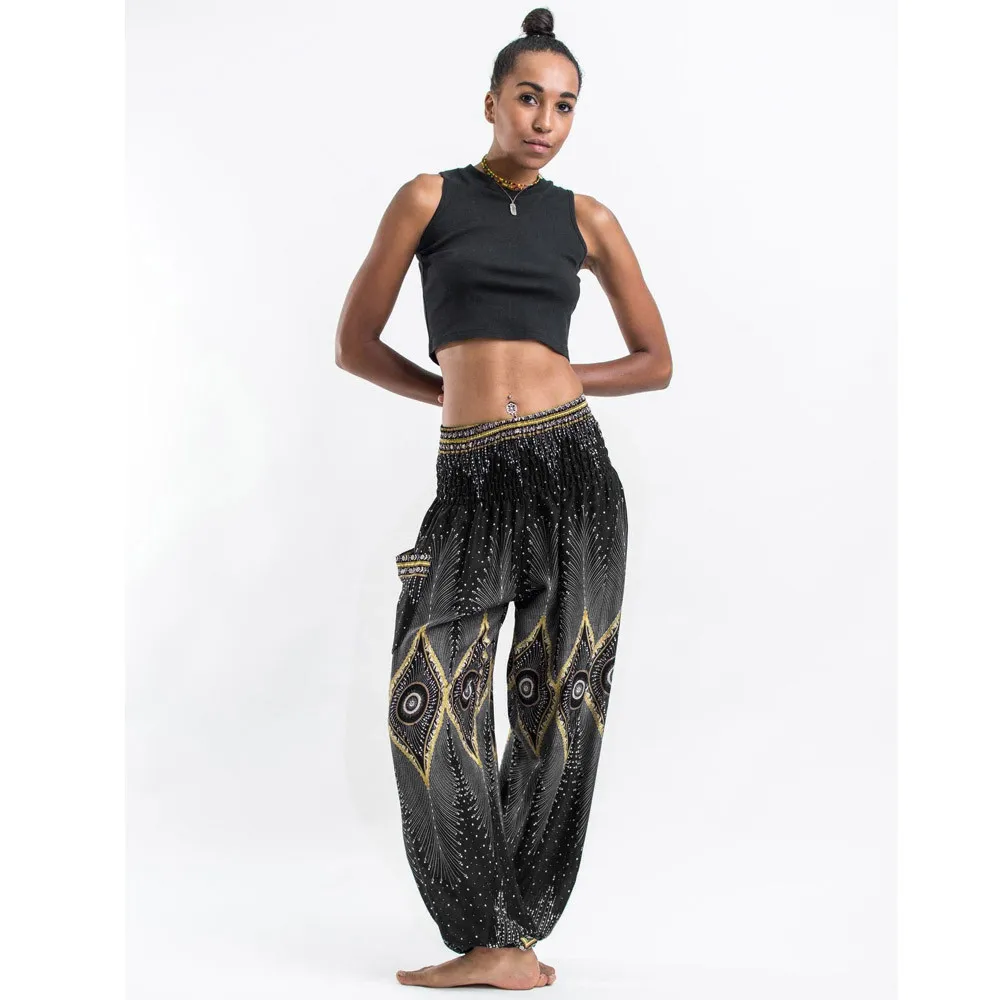 Black Мужские Женские тайские шаровары, Boho Festival Hippy Smock, высокая талия, штаны для йоги, леггинсы, спортивные женские, для фитнеса - Цвет: Black
