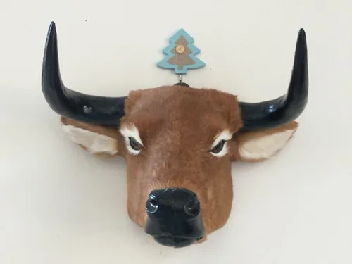 Креативная модель ретро голова коровы полиэтилен и мех коричневая кукла подарок