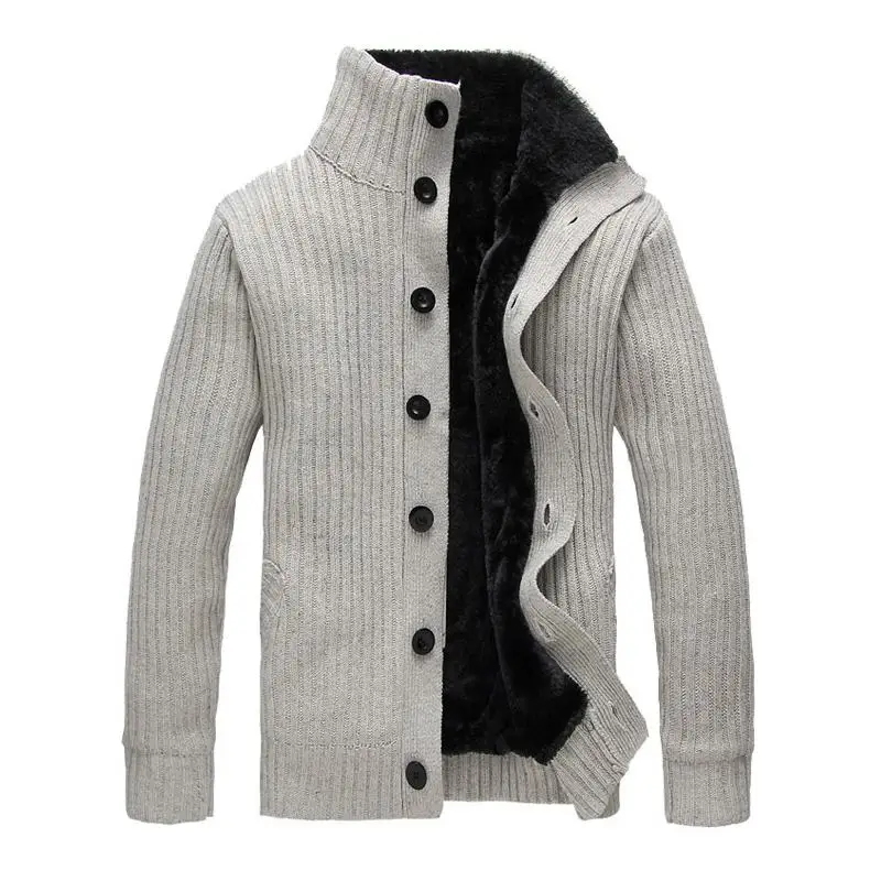 Мода 2018 зимний мужской кардиган с воротником стойкой флисовый плотный вязаный
