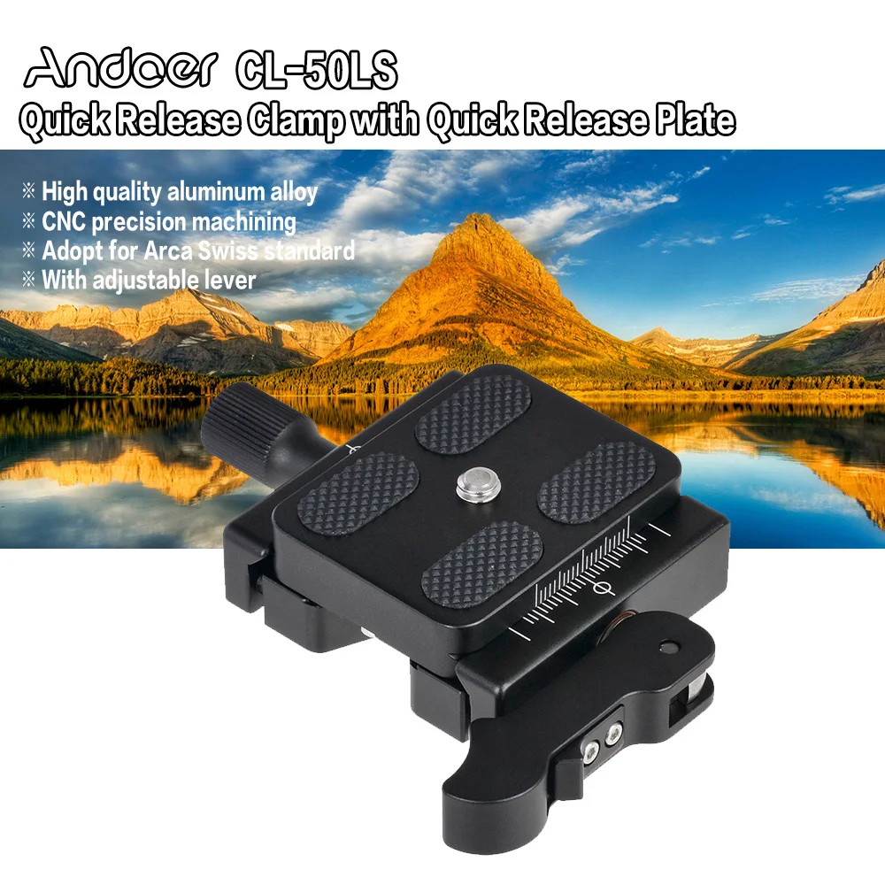 Andoer CL 50LS Алюминий сплав с быстроразъемным зажимом и Quick Release Plate для Arca Swiss