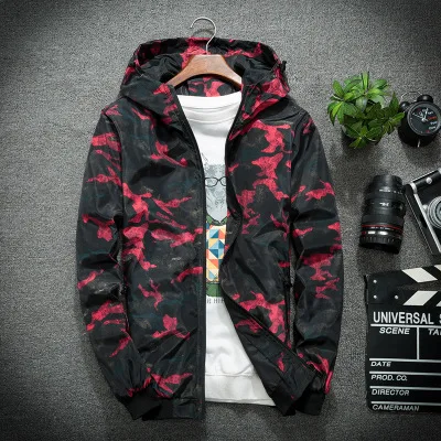 

2021 Spring Autumn Mens Casual Camouflage Hoodie Jacket Men Waterproof Clothes Men'S Windbreaker Coat Male Outwear Plus Size 4XL