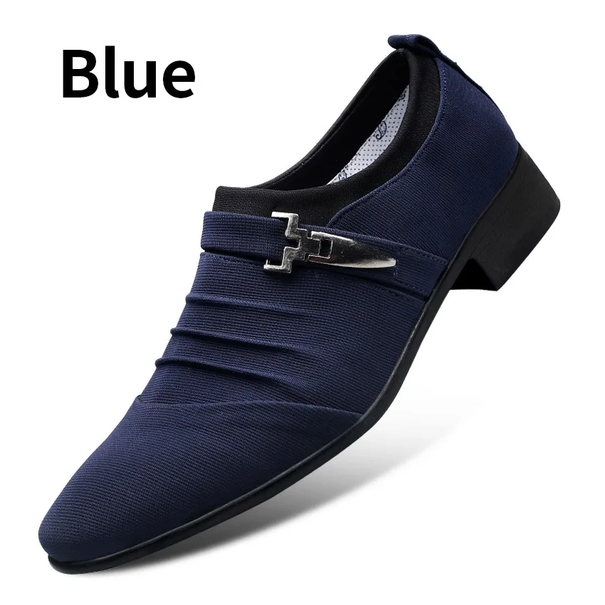 Blue BIMUDUIYU лоферы; Мужская обувь; свадебные оксфорды; официальная обувь; Мужские модельные туфли; классические офисные туфли с острым носком; повседневная обувь в британском стиле - Цвет: Blue