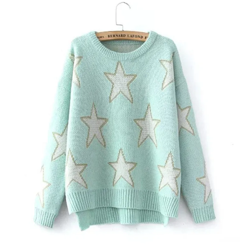 Женский свитер золотистого цвета с пятиконечной звездой длинным рукавом