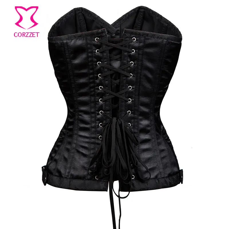 Black Zipper Sexy Corpetes E Espartilhos Gothic Corset Overbust Steampunk Corsets Steel Boned Waist Slimming Burlesque Costumes | Женская