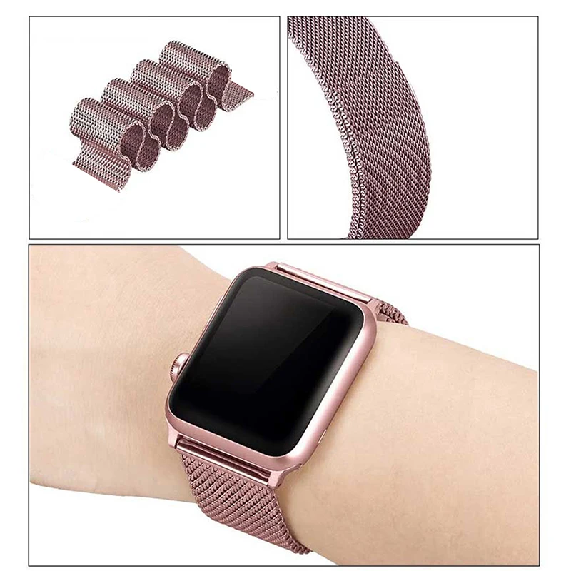 Leecnuo Нержавеющая сталь ремешок для наручных часов для Apple Watch, версии Series3/2/1, 42 мм, 38 мм, версия браслет ремешок для наручных часов Apple Watch 4 42 мм мессенджер через плечо на магнитной застежке