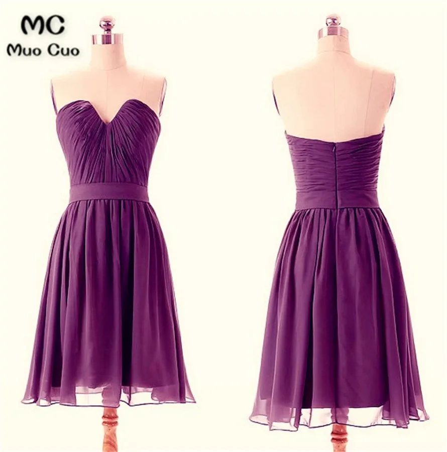 2018 New Short Bridesmaid Dress Sweetheart Wedding Party Dresses Knee Length Chiffon Pleat Bridesmaids | Свадьбы и торжества