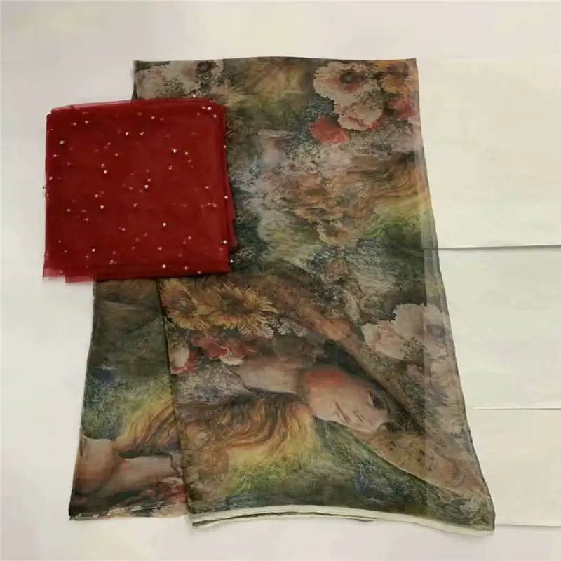 Европейская мода чистая шелковая ткань «Mulberry» шелковая ткань напечатанная для мягкого платье с шарфом Швейные материалы 5+ 2 ярдов! L61851 - Color: White