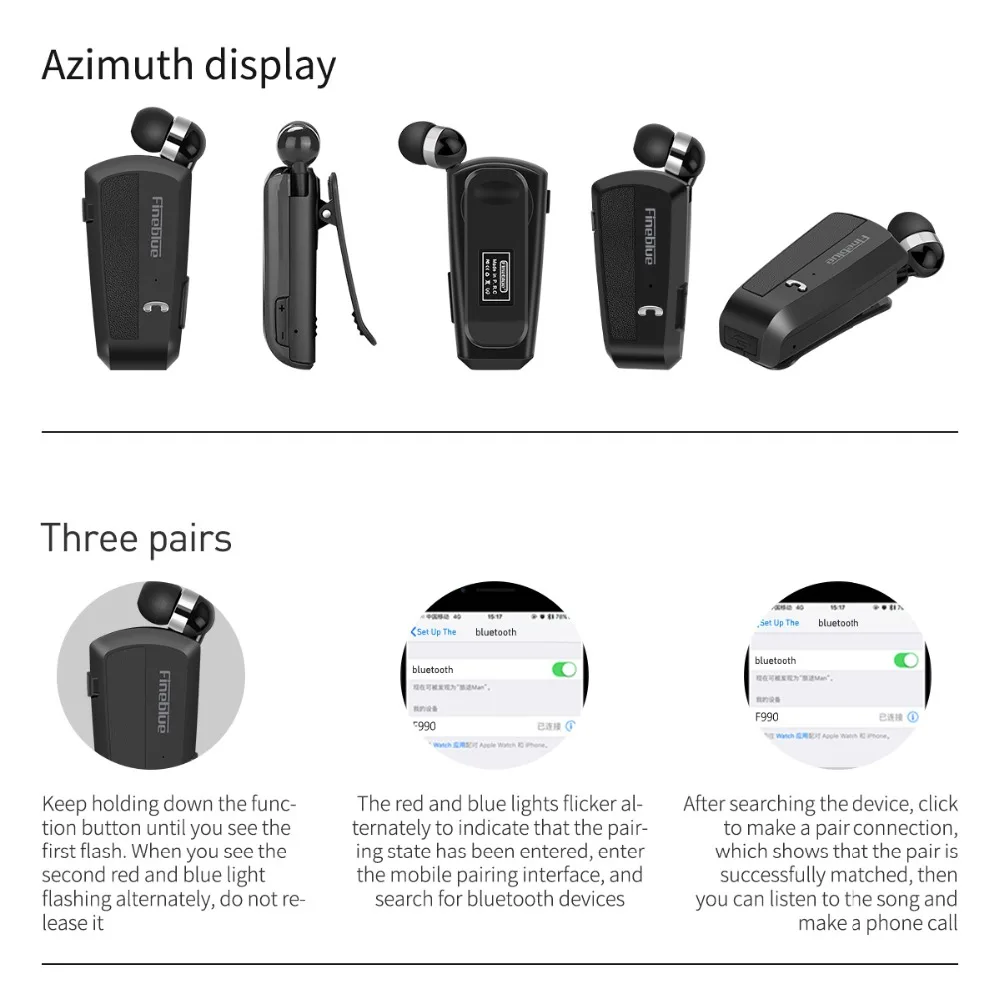 Fineblue F990 беспроводные Bluetooth наушники с зажимом для шеи телескопического типа бизнес Спорт стерео наушники виброизнос Новинка
