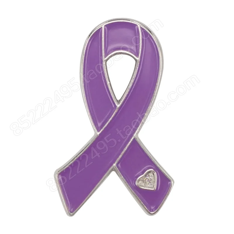 

General Cancer Awareness Heart Lavender Ribbon Lapel Pins