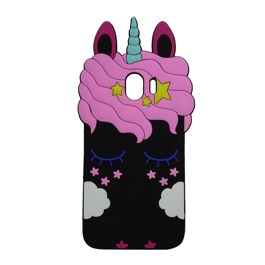 black unicorn 3D милый мультяшный чехол для телефона samsung Galaxy J6 силиконовый чехол для samsung Galaxy J8 J4 J400F версия чехол s - Цвет: black unicorn