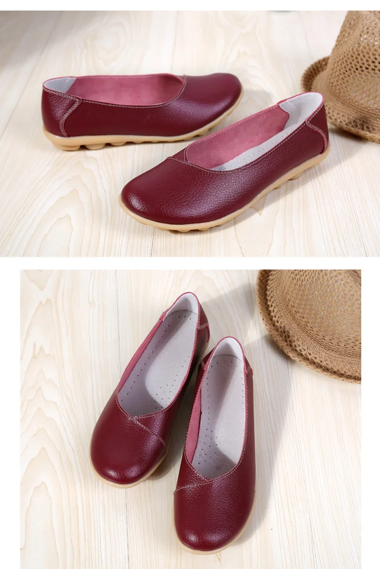 Plus size 11/12 ladies slip on loafers shoes woman trendy summer female flats white genuine leather shoes