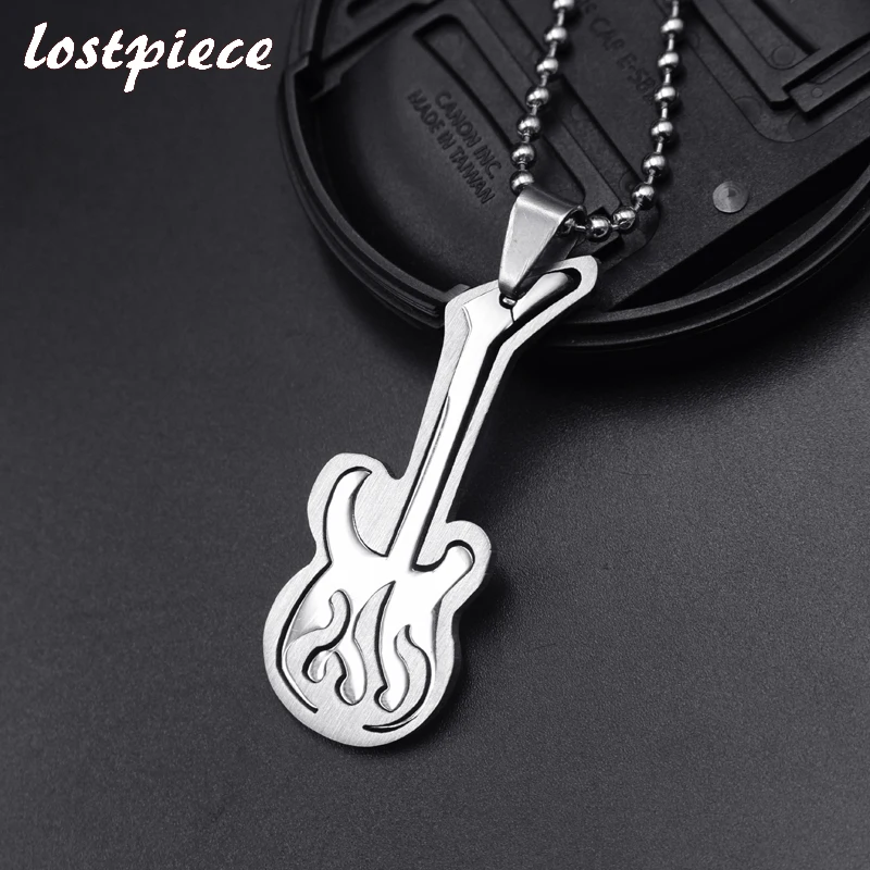 Lostpiece серебро Цвет Нержавеющая сталь музыкальная гитара кулон Цепочки и