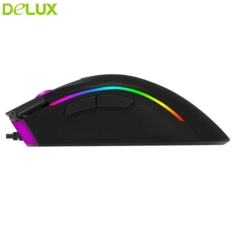 Delux Проводная геймерская мышь M625 USB оптическая мышь 5000 dpi 6600FPS ACC20G 7 кнопок с RGB светодиодный корпус из настоящего матового АБС-пластика