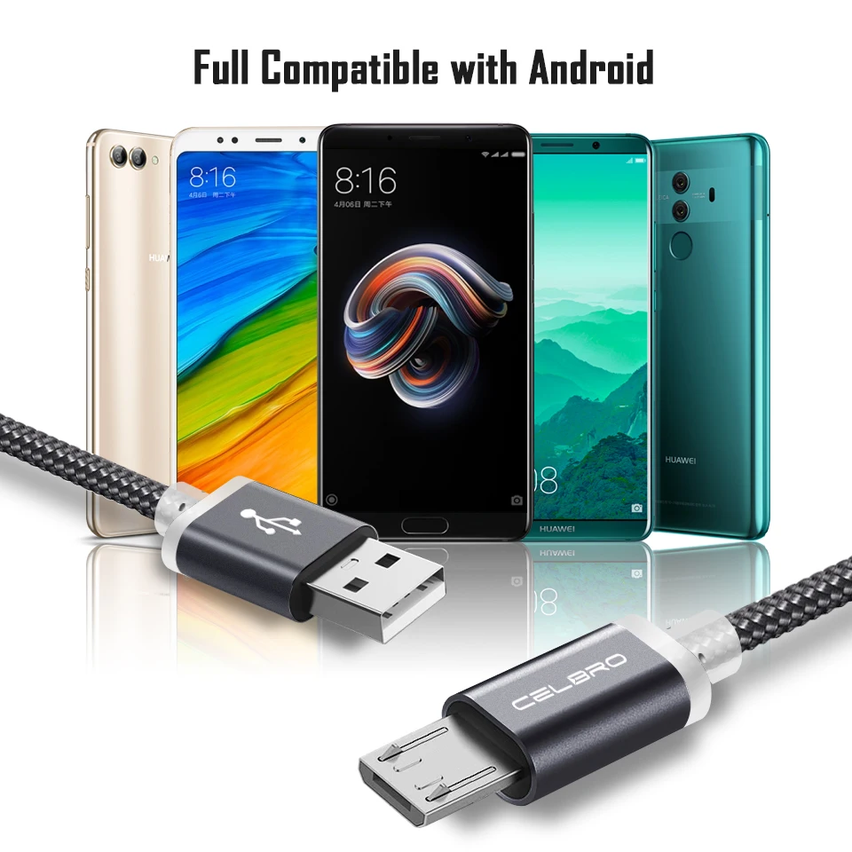 Кабель Micro USB для быстрой зарядки xiaomi huawei Samsung 7 мм длинный разъем 2 4 A мобильный