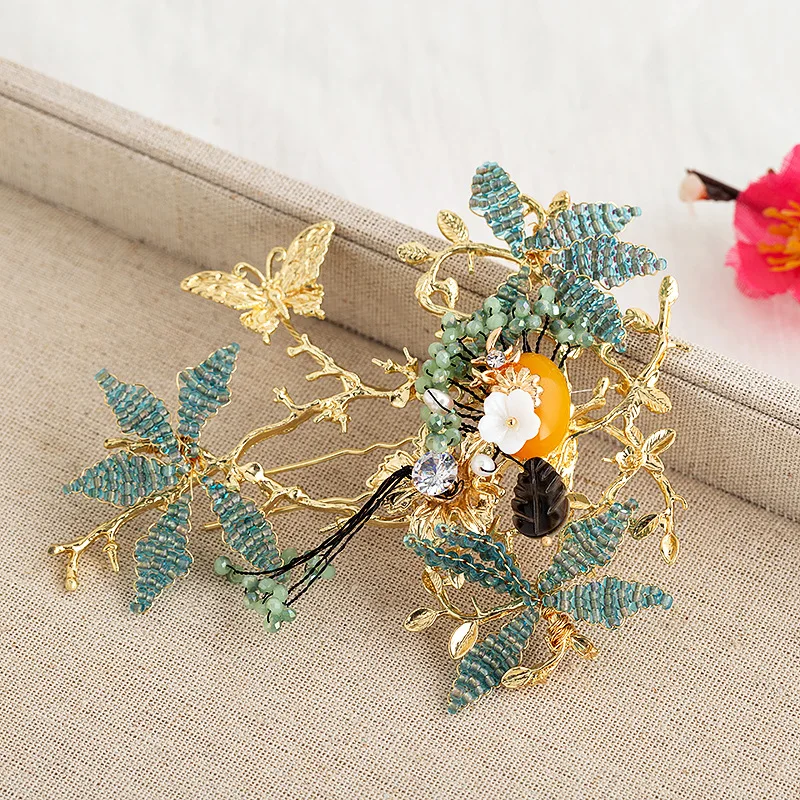 JaneVini Роскошные китайские свадебные украшения для головы заколка волос под