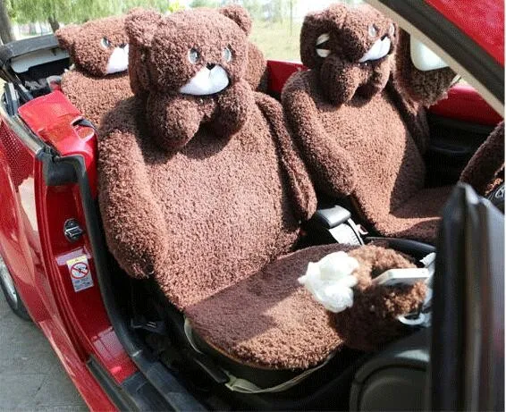 MeimeiBear, милый мультяшный универсальный чехол для автомобильного сиденья, верблюжья Бархатная подушка для автомобильного сиденья, 5 чехлов, сохраняющих тепло, 10 шт