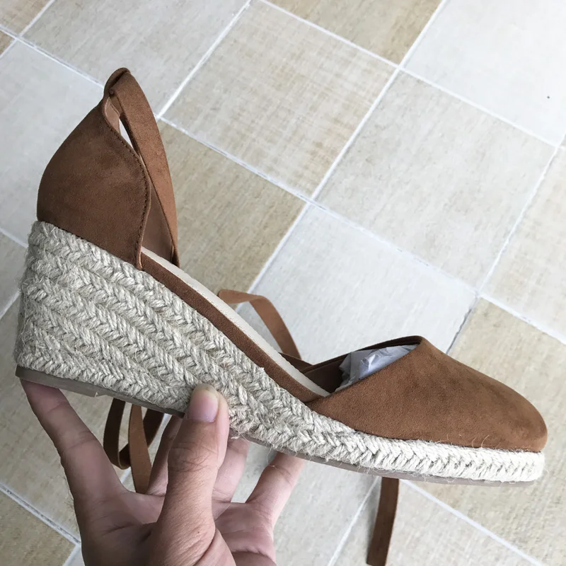 Сандалии Teahoo женские на платформе эспадрильи ремешок щиколотке танкетка модная