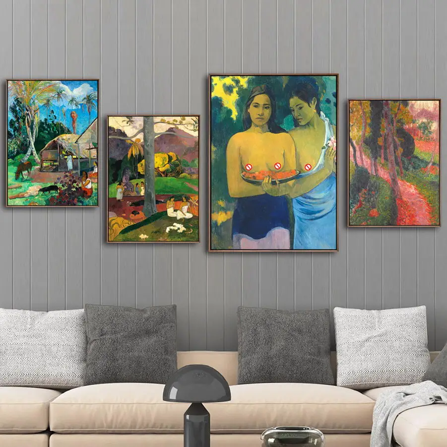Home Decoration Print Canvas Art Wall Pictures Poster Printings Paintings French Paul Gauguin A Woman on The Beach | Дом и сад