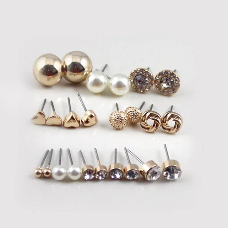 12 пар/комплект женские круглые серьги гвоздики|12 pairs|earrings setset fashion |