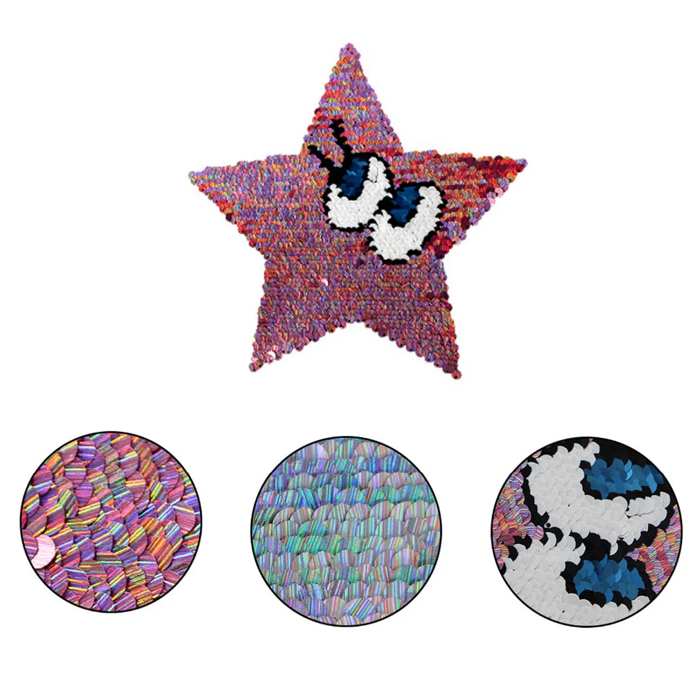 Двусторонняя одежда с блестками и рисунком Звездные глаза вышивка сделай сам