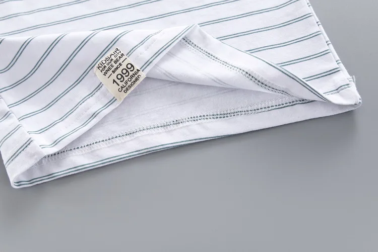 Хлопковые комплекты одежды в полоску для маленьких мальчиков и девочек летняя