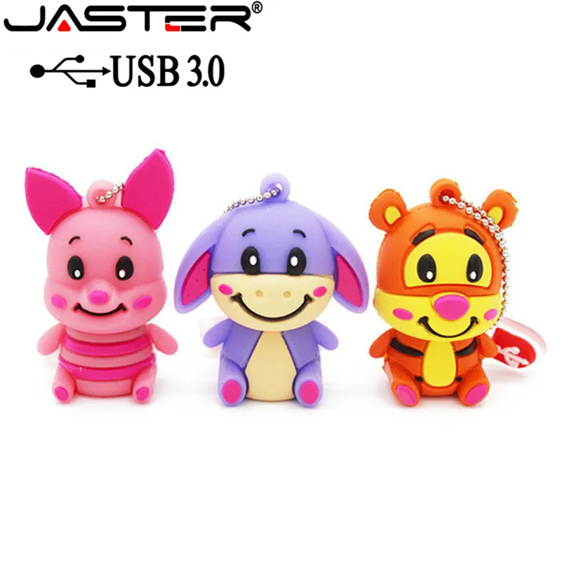 JASTER USB 3,0, ручка-накопитель с изображением Винни-медведя, тигра, Ослика, usb флеш-накопитель, флешка с изображением животных, 4 ГБ, 16 ГБ, 32 ГБ, 64 ГБ, милая мультяшная карта памяти