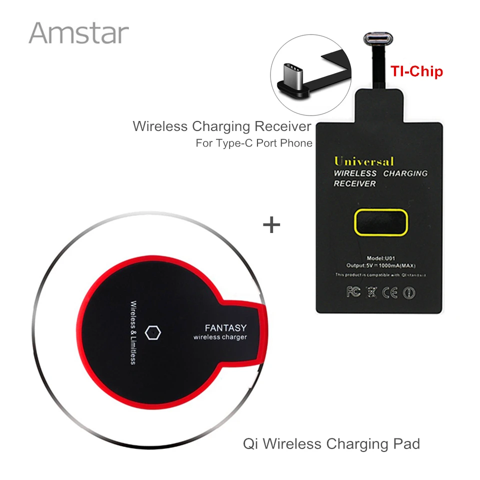 Amstar Qi Беспроводной Зарядное устройство зарядного устройства для iPhone X 8 samsung S8 +